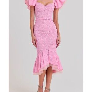 NADINE MERABI Pink Ruffled Mindy Pink Dress
